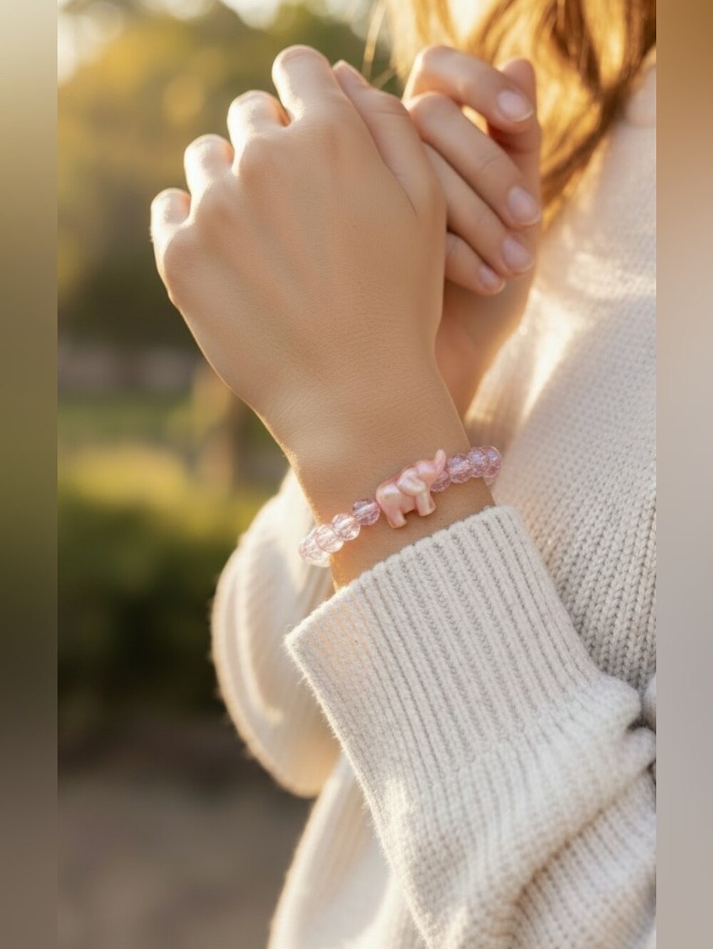 🩷Simply Southern Lt Pink Elephant Tracker Bracelet, w/Pink/Cream Elephant, NWT - Picture 3 of 3